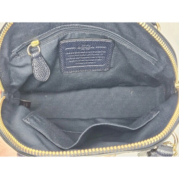 Coach Mini Cora Domed Satchel Bi Color Leather F34517 Midnight Blue W/ Wristlet - Picture 6 of 16